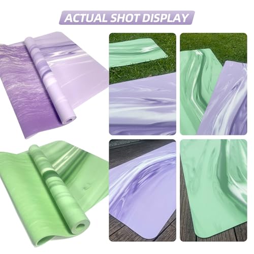 Natural Rubber Yoga Mat, Matte PU Material Extra Thick Yoga Mat Non Slip, Eco Friendly Fitness Exercise Mat for Women Men Kids, Workout, Yoga, Pilates and Floor Exercise - color: Purple