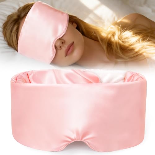 Akakios Weighted Eye Mask Silk Sleep Mask for Sleeping(Pink) - color: Pink