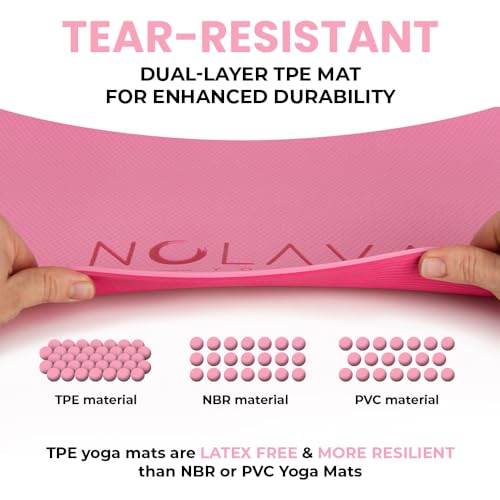 Pink Yoga Mat Bundle – Thick TPE Yoga Mat with Yoga Carry Stretch Strap & Lavender Weighted Eye Pillow – Lightweight, Sustainable & Biodegradable Yoga Kit for Relaxation, Meditation & Savasana