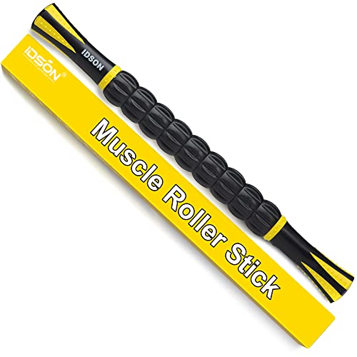 Idson Muscle Roller Stick for Athletes- Body Massage Sticks Tools-Muscle Roller Massager for Relief Muscle Soreness,Cramping and Tightness,Help Legs and Back Recovery,Black Yellow - color: Black Yellow