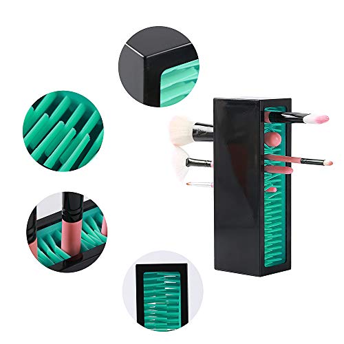 JAMEND CLXP Makeup Brushes Holder Organizer, Silicone Vanity Air Drying Rack Display Storage for Brush, Eyeliners and More, Practical Cosmetic Tools Container (Red-Black) - color: Red-Black