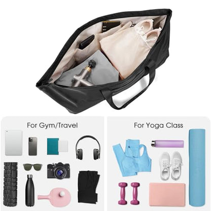 sportsnew Large Yoga Mat Bag Trolley Sleeve Gym Carrier Shoe Bag Wet Pocket | water-resistant fabric, large capacity,wide full-zip opening,separate shoe bag,2 yoga mat holder straps,multi-pocket storage - color: Black