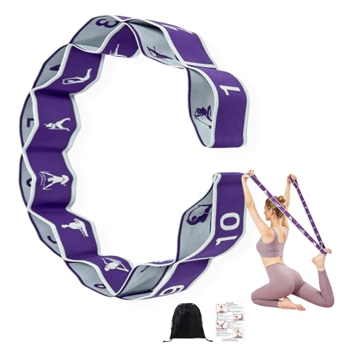Fabric Exercise Straps, Number Stretch Resistance Bands with 10/12 Loops - color: Purple, size: 10Loops