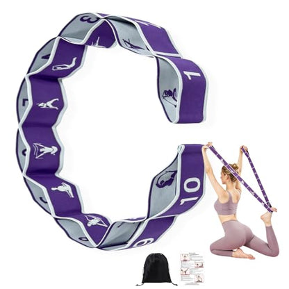 Fabric Exercise Straps, Number Stretch Resistance Bands with 10/12 Loops - color: Purple, size: 10Loops