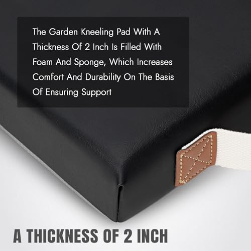 HappyPicnic Waterproof Garden Kneeling Pad, 2in Thick, Black, 1 Pack | Soft High-density Foam knee Support, with Handle, Easy to Clean, Non-slip, for Gardening, Yoga, Prayer, Housework, Exercise - color: Black