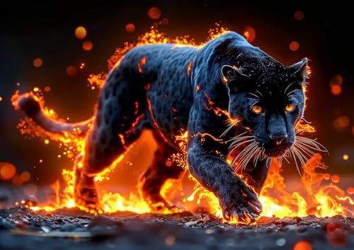 Animal Panther Diamond Art Kits for Adults, Easy Crafts 5D Diamond Painting Dot Kit for Adult Beginners, Animals DIY Round Dots Full Drill Diamonds Paintings Arts for Home Wall Decor Gifts 12X16 Inch - color: C02