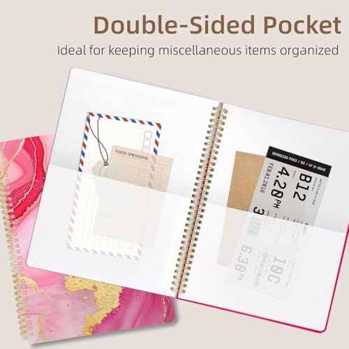 Cute Spiral Notebook journal A4 Aesthetic Pretty Design for Women Girls Kawaii with Pocket, 8.5 x 11 inch, Lined, Marble - color: Pink Marble, style: Lined
