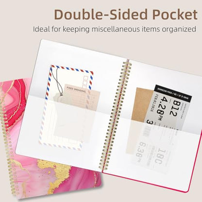 Cute Spiral Notebook journal A4 Aesthetic Pretty Design for Women Girls Kawaii with Pocket, 8.5 x 11 inch, Lined, Marble - color: Pink Marble, style: Lined