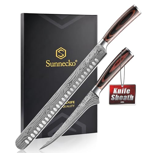 BBQ Carving Knife Set,Slicing and Boning Knife for Meat Cutting | German High Carbon Stainless Steel Carving Knife for Meat and Turkey - color: 12 inch Carving Knife with 7 inch Boning Knife