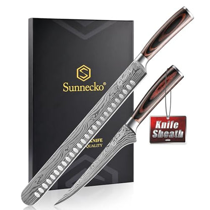 BBQ Carving Knife Set,Slicing and Boning Knife for Meat Cutting | German High Carbon Stainless Steel Carving Knife for Meat and Turkey - color: 12 inch Carving Knife with 7 inch Boning Knife