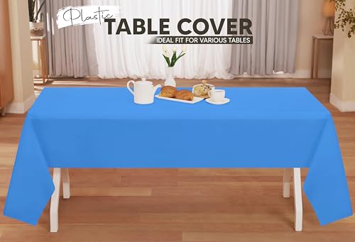 Utopia Kitchen Plastic Table Cloth Disposable [Blue, 12 Pack] | 54x108 Inch Rectangle Tablecloth Waterproof Stain Resistant Party Table Cover - color: Blue, size: 54X108 Inch - 12PC