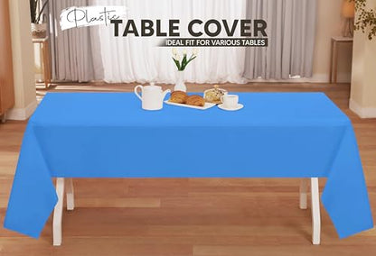 Utopia Kitchen Plastic Table Cloth Disposable [Blue, 12 Pack] | 54x108 Inch Rectangle Tablecloth Waterproof Stain Resistant Party Table Cover - color: Blue, size: 54X108 Inch - 12PC