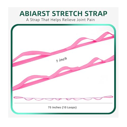 Yoga Strap Stretching Strap 10 Loops Non-Elastic Exercise Strap for Pilates, Dance Exercise Training Multi-Loop Stretching Band - color: Pink