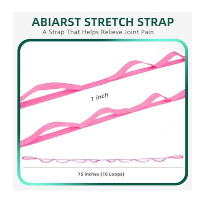 Yoga Strap Stretching Strap 10 Loops Non-Elastic Exercise Strap for Pilates, Dance Exercise Training Multi-Loop Stretching Band - color: Pink