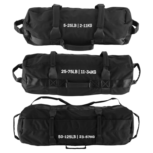 GarveeLife Workout Sandbag Unfilled - 5-200 LBS Heavy Duty Fitness Sandbag for Strength Training, Core & Full-Body Exercises | Adjustable Weight Home Gym - size: 25+75+125 LB