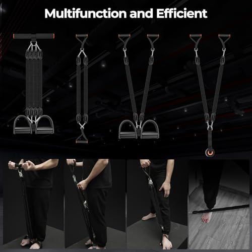 Awaiymi Pedal Resistance Band, Exercise Bands with Handles, Elastic Sit Up Pull Rope, Workout Equipment for Physical Therapy, Home Fitness, Strength Training