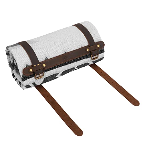 Leather Picnic Blanket Carry Strap Bedroll Belt Camping Travel Rug Holder | Adjustable, Lightweight, for Yoga Mats, Motorcycle Rolls,Camping Mat,Secures 6"-7.8" Diameter Rolls, Outdoor Travel Accessory