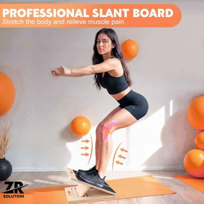 Slant Board for Calf Stretching Portable Wooden Slant Board 5 Angles Adjustable Incline Board Non-Slip Incline Wedge Stretcher Squats Physical Therapy Foot Leg Knees Toes Heel Ankle Mobility Training