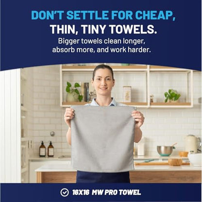 MW PRO Premium Microfiber Cleaning Cloths (12 Pack, 12x12, Grey) - Streak Free Stainless Steel & Glass Towels - Ultra Soft Cleaning Cloths for Screens, Granite & Modern Home - Washable & Reusable - color: Gray, size: 12 Count (Pack of 1)