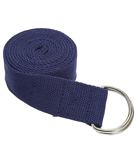 Everyday Yoga Strap with Metal D-Ring Athletic Stretching, 6ft/8ft/10ft - color: True Navy, size: 6 Foot