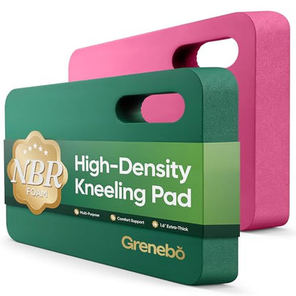 Grenebo 2-Pack Kneeling Pads, Extra Thick, 17.3 x 11 x 1.6 in, Green Pink - color: Green Pink