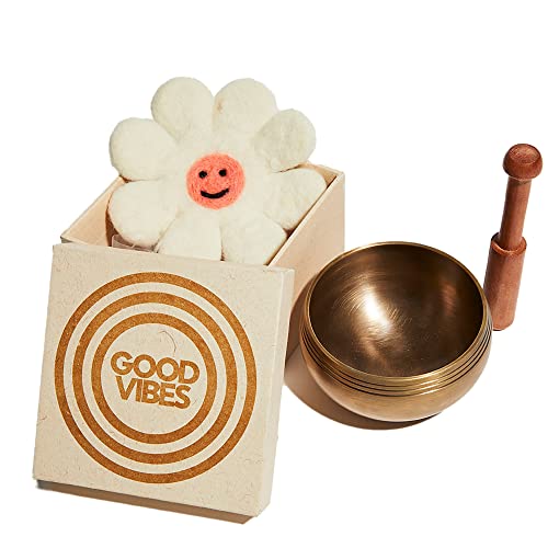 Ohm Store Pure Bronze Singing Bowl Set — Hand Crafted Tibetan Sound Bowl for Meditation and Mindfulness Practices — Little Ohmies Sprout Character Pillow for Kids, Teens, and Adults - style: Sprout