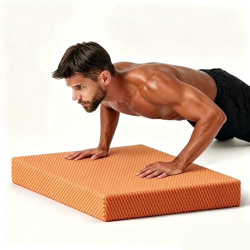 High-Density Balance Pad, Extra Large Balance Pad for Physical Therapy, TPU Foam Balance Board for Rehabilitation Stability Workout Knee and Ankle Exercise - color: Orange, size: 19.69*15.7*2.36 inch