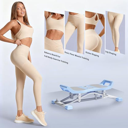 6-in-1 Wobble & Slide Machine, 330 lbs Capacity Fitness Stepper for Full Body Workout, Low Impact Aerobic Equipment with Resistance Bands & LCD Monitor, Fat Burning & Shaping for Home Gym