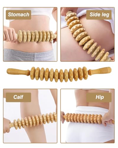8-in-1 Wood Therapy Massage Tools Kit – Wooden Body Sculpting Roller Set for Lymphatic Drainage, Maderoterapia Gua Sha Massage Tools for Stomach, Abdomen Contouring & Muscle Relief
