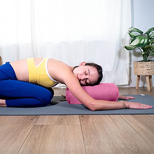 Pranayama Yoga Bolster Meditation Pillow - color: Pink, size: Cylindrical 14" x 6"