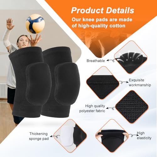 HISFFOG Volleyball Knee Pads for Dancers, Soft Breathable Knee Pads for Men Women Youth Girls Kids Knees Protective, Knee Braces for Volleyball Football Dance Yoga Wrestling Running Cycling - color: Black, size: Small