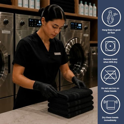 Bulk 72-Pack Professional-Grade Bleach Safe Salon Towels, 16" x 27", Black - color: Black, size: 72 Pack