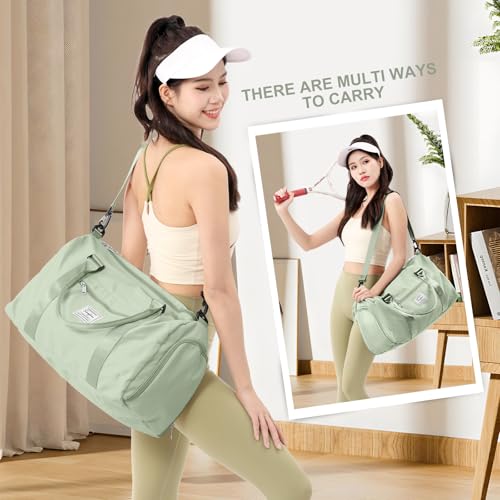 Gym Bag for Women Men with Shoes Compartment,Sports Duffle Bags Personal item travel Duffel Tote Bag Small Carry on Weekender Overnight Bag Workout Dance Bags Hospital Holdalls Grass Green - color: A18-Grass Green