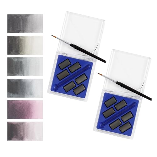 Creative Inspirations Professional Watercolor Paint Set 2 Pack - Compact Metallic Half Pan Travel Sets of 6 with Mini Brush - Highly Concentrated Watercolor Paint for Artists of All Skill Levels - color: Metallic, size: 6 Count (Pack of 2)