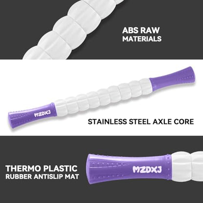 Muscle Roller Massage Roller Stick- Deep Tissue Fascia Blaster for Myofascial Pain Relief, Lymphatic Drainage & Body Sculpting, Handheld Physical Therapy & Recovery Tool (Purple White) - color: Purple White