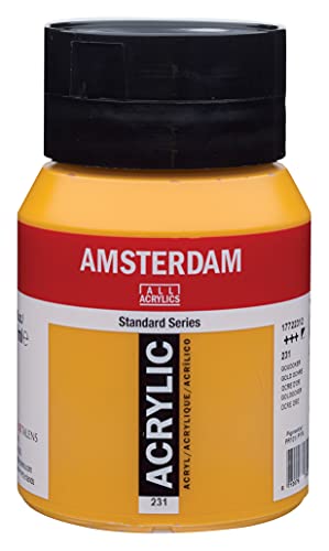 Amsterdam Standard Series Acrylic Jar 500ml Gold Ochre 231 (17722312) - color: Gold Ochre, size: 16.9 Fl Oz (Pack of 1)