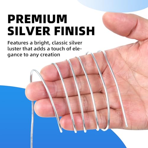 Bendable Aluminum Craft Wire - 2mm 12 Gauge (30m / 100ft) Spool, Floral Wire for Artificial Flowers, Jewelry Making Wire for Beading & Wire Wrapping - Silver - size: 12 Gauge x 100 Feet