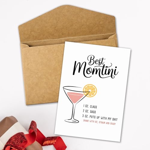 Best Momtini Card Funny Humor Cocktail Martini Glass Happy Mothers Day Gift for Mother Mama Her New Mom Stepmom Wife Sister Best Mom Cards Gifts from Daughter Son Drink Mother’s Day Card 5.3''x8" - color: A90