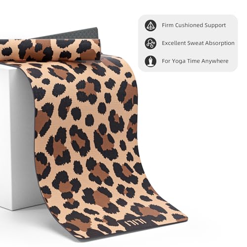 ILILI Yoga Mat Leopard Print Yoga Mat 8mm, Suede & TPE Thick Exercise Mat - color: Yellow