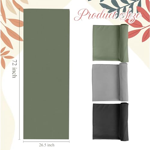 Breling 3 Pack 26"x73" Hot Yoga Mat Towel Pack Non-Slip Yoga Mat Gym Sweat Absorbent Microfiber Towel for Pilates Workout Women Men - color: Black, Gray, Green
