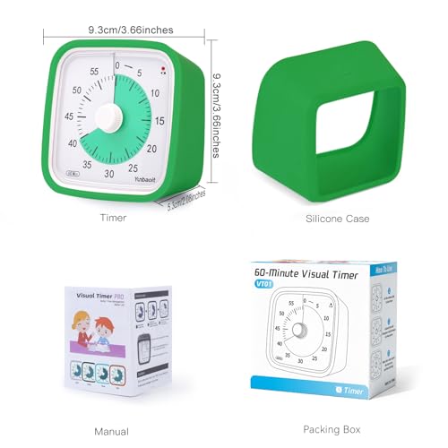 Yunbaoit Visual Timer for Kids, Silent 60-min Countdown Timer, Green Green - color: Dark Green