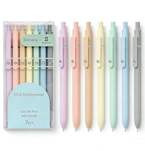 Gel Pens,7pcs 0.5mm Black Ink Pens Quick Dry Fine Point Smooth Writing Pens | Cute Nurse Teacher Work Desk Accessories, Pens for Journaling Note Taking, Office School Supplies Gifts for Women Men - color: Multicolor & 7 Morandi