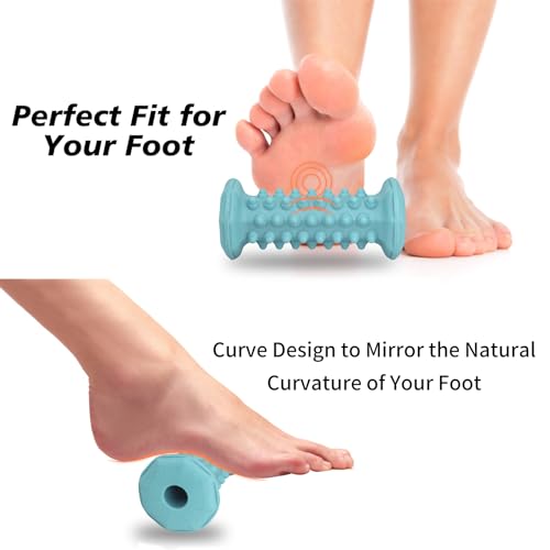 Blue Foot Massager Roller Set for Plantar Fasciitis, Arch&Heel Pain Relief | Includes Foot Roller, lacrosse and spiky massage balls for deep tissue trigger point muscle therapy and neuropathy relief - color: Blue Combination