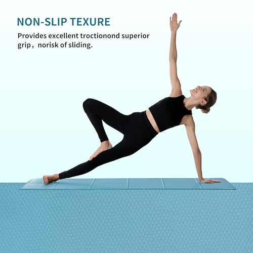 PROIRON Foldable Yoga Mat 0.24"/0.16" for Home Workout & Travel, Non Slip Travel Yoga Mats with Carry Bag, Packable Yoga Mat for Home Gym, Pilates, Fitness,Stretching - color: (0.24" TPE) Turquoise