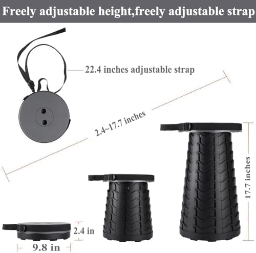 Fishboy Upgraded Collapsible Stool, 400lbs Max Weight, Lightweight But Sturdy, Portable Retractable Folding Telescoping Foldable Camping Stool for Adults Outdoor Fishing Hiking Gardening Travel BBQ - color: Grey