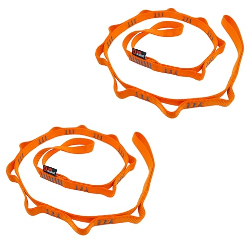 GM CLIMBING 16mm Nylon Daisy Chain Sling 22kN 120cm / 48in CE UIAA Certified for Leading Aid Climb Ascender Rigging Hammock Suspension - color: Orange | 2 Pack