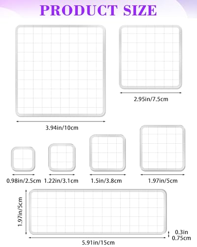 7 Pieces FIVEIZERO Acrylic Stamp Block with Grid Lines(Straight Edge) - color: Straight Edge