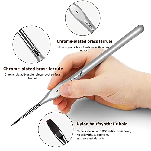 Golden Maple Miniature Paint Brushes, 15PC Model Brushes Micro Detail Paint Brush Set, Fine Detailing for Acrylics, Oils, Watercolors & Paint by Number, Figurine (Silver) - color: Silver