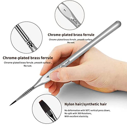 Golden Maple Miniature Paint Brushes, 15PC Model Brushes Micro Detail Paint Brush Set, Fine Detailing for Acrylics, Oils, Watercolors & Paint by Number, Figurine (Silver) - color: Silver