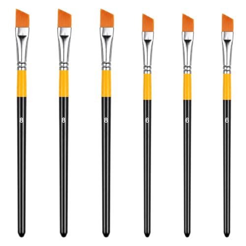 6 Pieces Angled Paint Brush Set, Artist Paintbrushes 1/2 Inch Flat Angular | Acrylic, Watercolor, Oil & Gouache, Small Detail & Craft Art Brush, for Paint by Numbers, Miniature